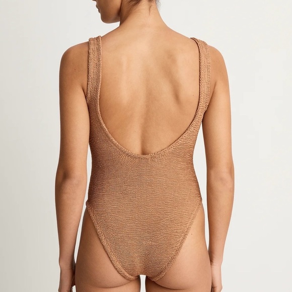 NWT Hunza G Sadie one piece swimsuit in metallic cocoa - Picture 3 of 4